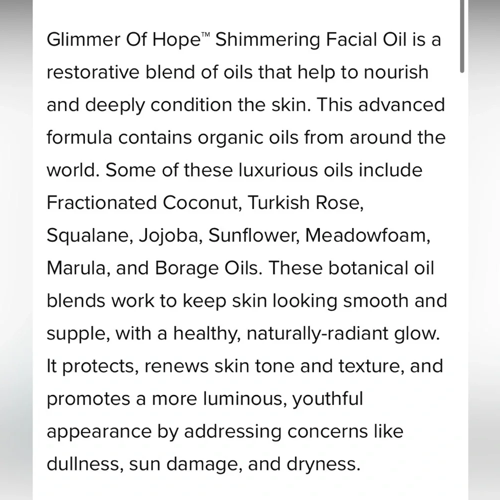 Clarity Rx glimmer of hope shimmering facial oil